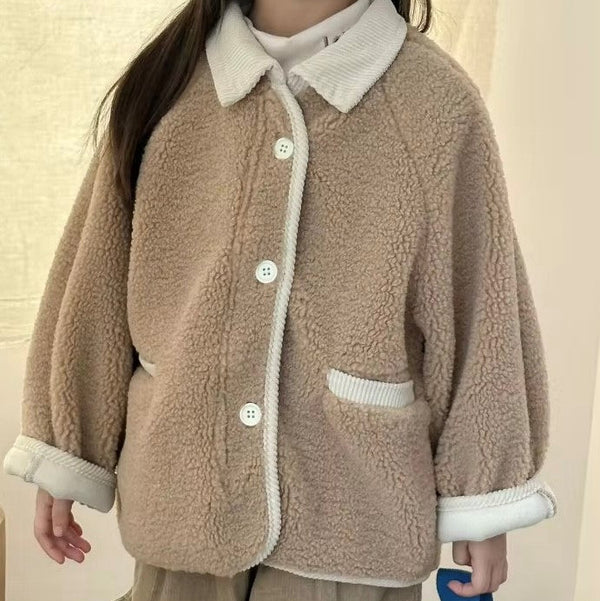 Bertie Button Up Sherpa Teddy Coat (Caramel)