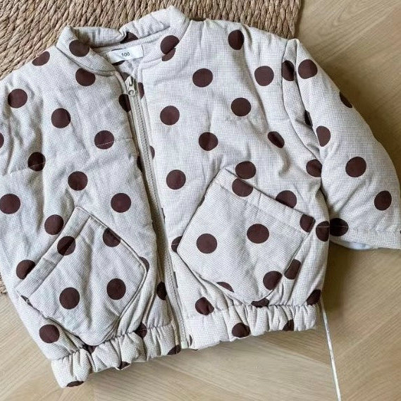 Raya Padded Polka Dot Bomber Jacket