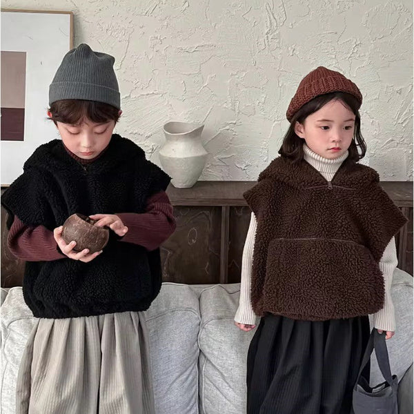 Teddy Sleeveless Vest Hoodie (Chocolate)