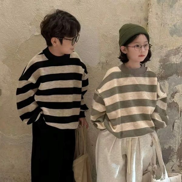 Leandro Stripe Oversized Sweatshirt (Khaki Oat)