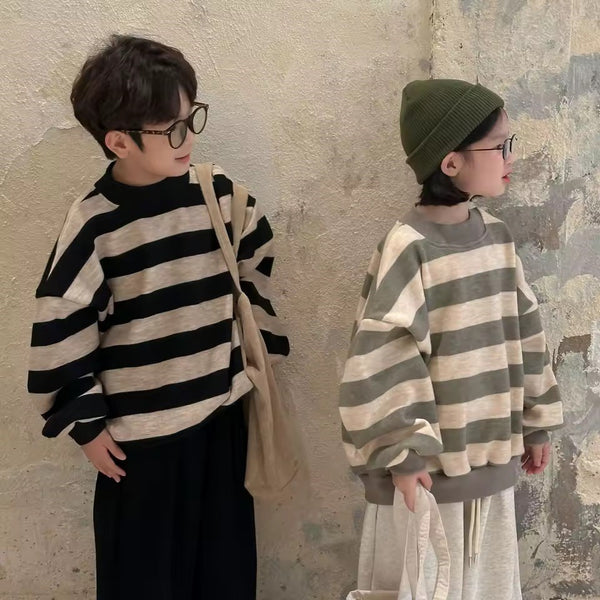 Leandro Stripe Oversized Sweatshirt (Black Oat)