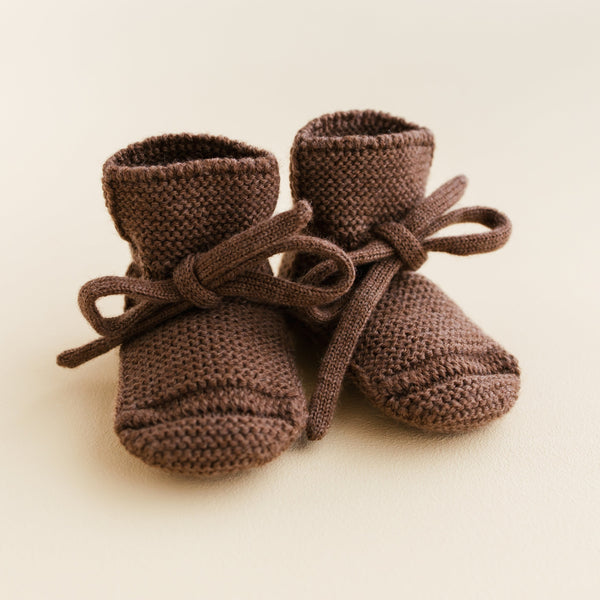Merino Wool Baby Booties (Mocha)