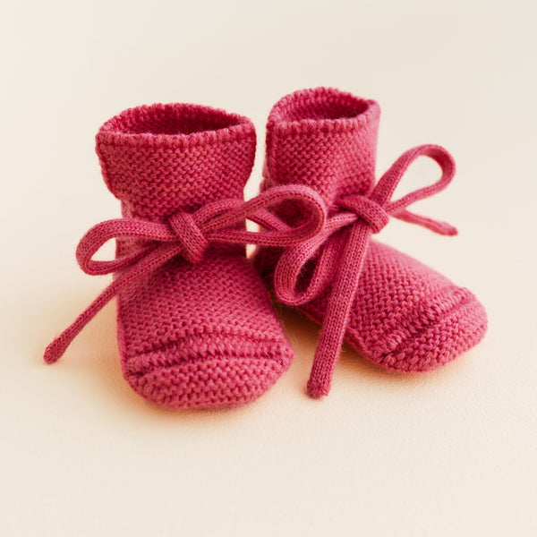 Merino Wool Baby Booties (Lollipop Pink)