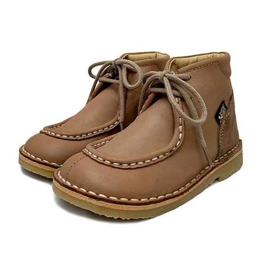 Boomer Lace Up Camel Leather Wallaby Ankle Boots (Hazel)