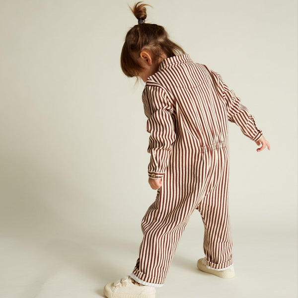 Syd Maroon Stripe Boilersuit Overall