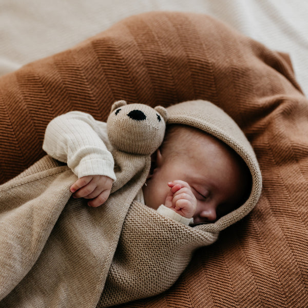 Freddie Merino Wool Knitted Baby Blanket (Terracotta)