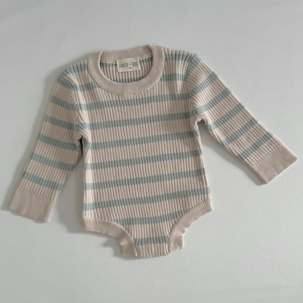 Noa Stripe Rib Knit Baby Bodysuit (Mist)
