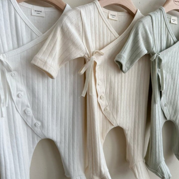 JeJe Pointelle Rib Cotton Baby Bodysuit (Cream)