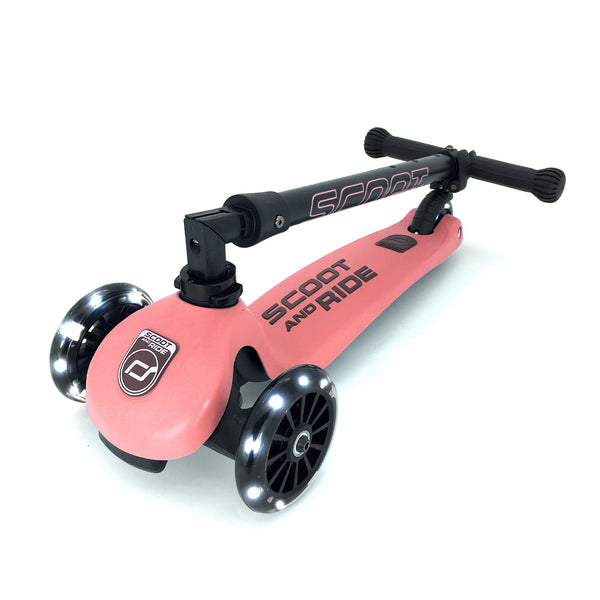 Highway Kick 3 Fold Away Scooter with LED Wheels (Peach)