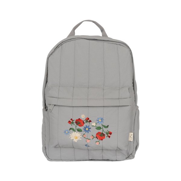 Juno Floral Embroidered Quilted Backpack (Sleet)