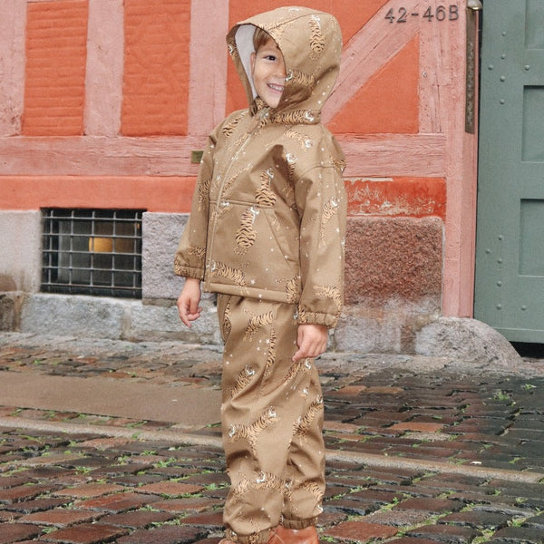 Lune Lightweight Tiger Print Rainy Day Jacket and Overalls Set