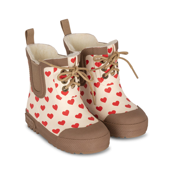 Heart Print Thermo Wool Lined Rain Boots