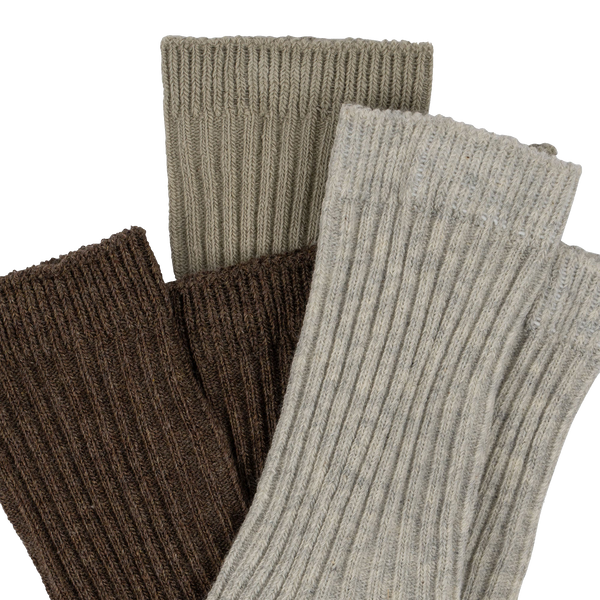 Khaki Mix Organic Cotton Ankle Socks Pack of 3