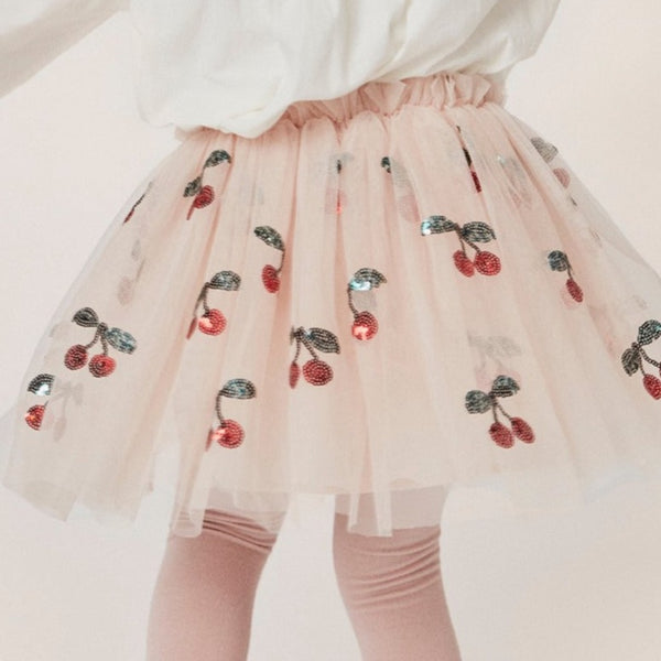 Yvonne Sequin Cherry Print Tutu Skirt