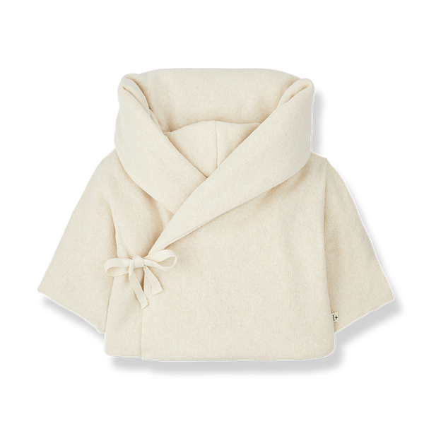 More Hooded Wrap-Over Baby Jacket (Ecru)