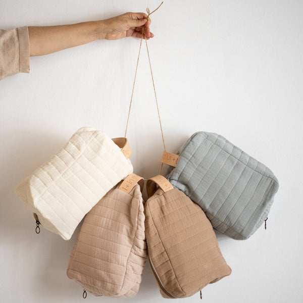 Cotton Quilted Toiletries Pouch (Nude)