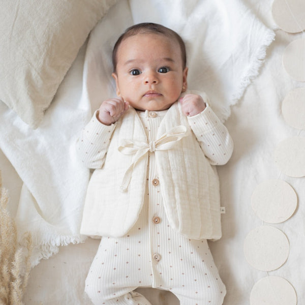 Etienne Cotton Quilted Baby Gilet (Ivory)