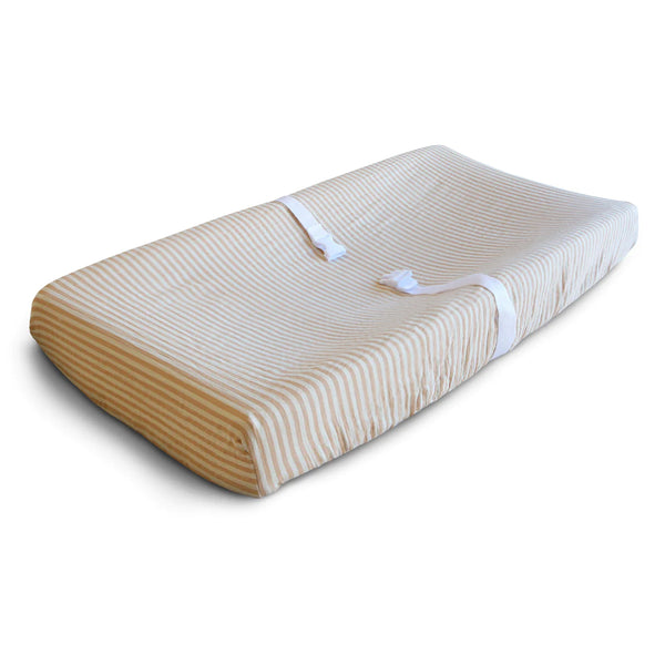 Organic Cotton Baby Changing Mat Cover (Natural Stripe)