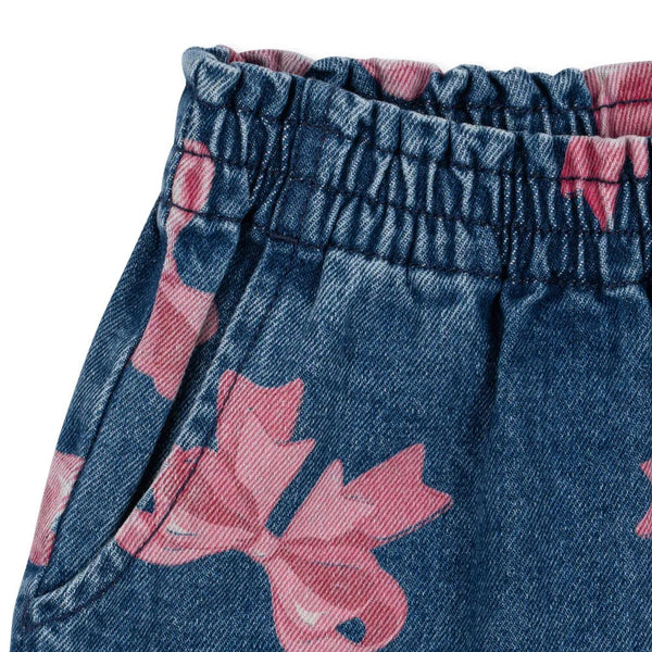 Magot Bow Print Cotton Denim Pants