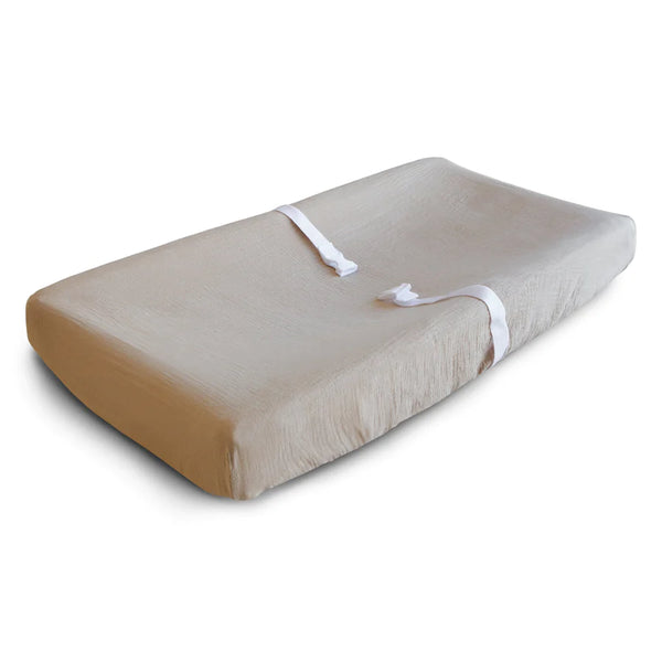 Organic Cotton Baby Changing Mat Cover (Pale Taupe)