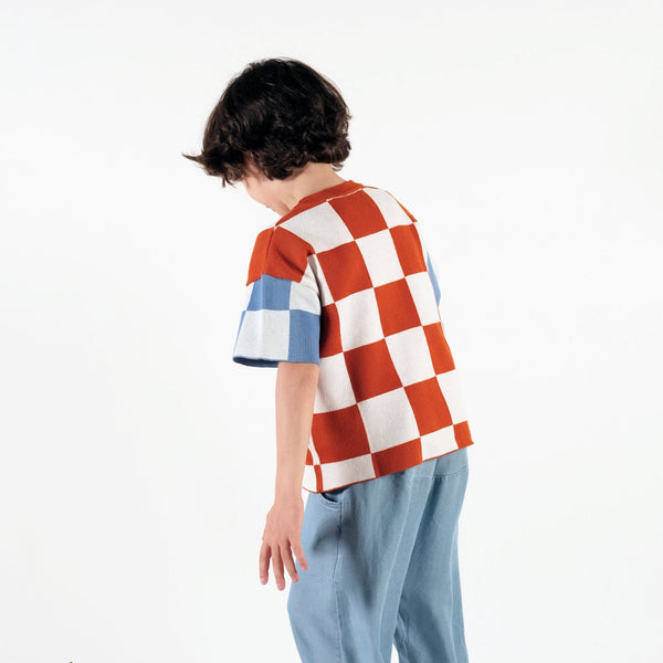 Caetana Contrast Checkerboard Knitted Tee