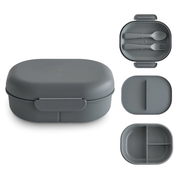 Dark Grey Lunchbox with Compartment and Cutlery