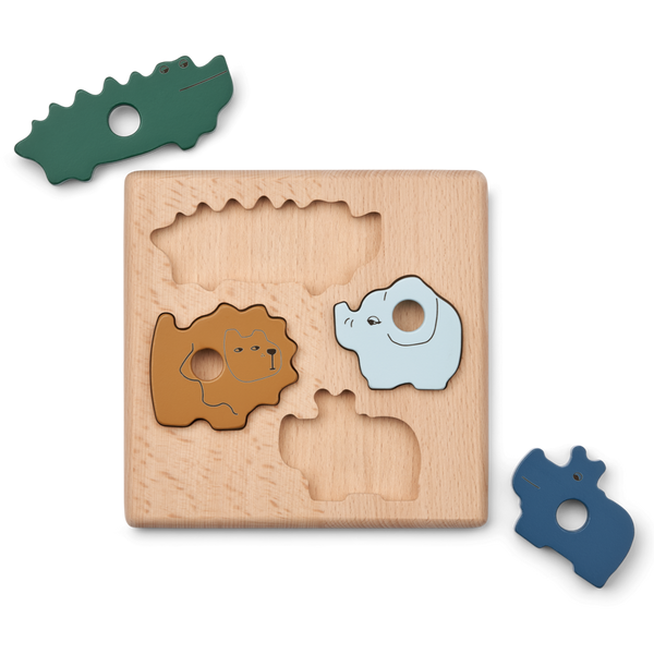 Suki Wooden Animal Puzzle Board (Faune Green Mix)