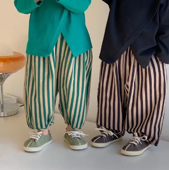 Della Oversized Stripe Trousers (Green)