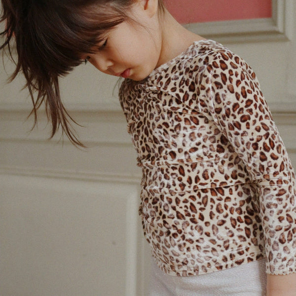 Carlito Leopard Print Velvet Tee Blouse