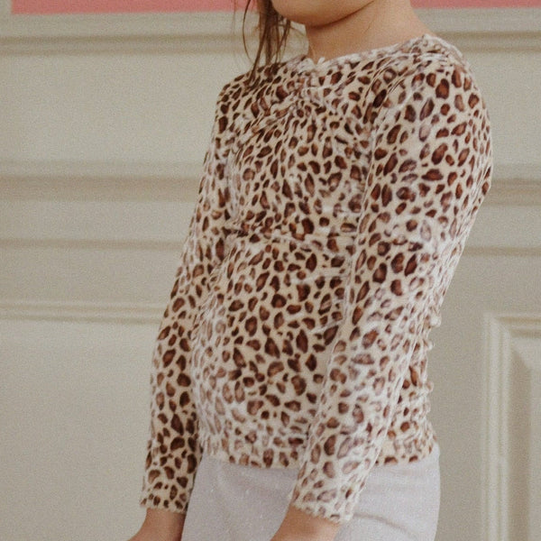 Carlito Leopard Print Velvet Tee Blouse