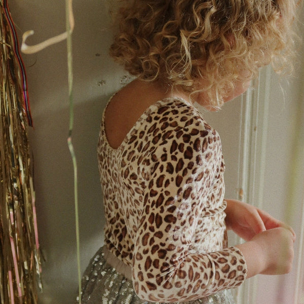 Carlito Leopard Print Velvet Tee Blouse