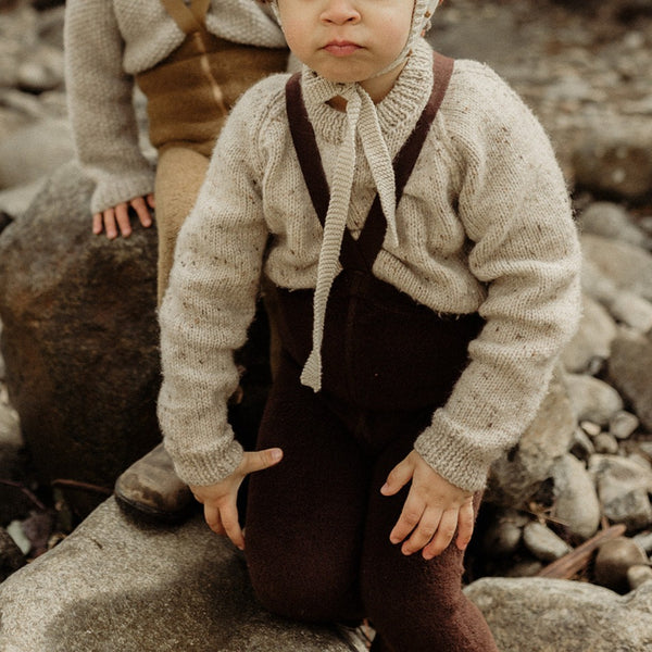 Silly Silas Unisex Teddy Warmy Footless Tights with Braces (Chocolate Brown)