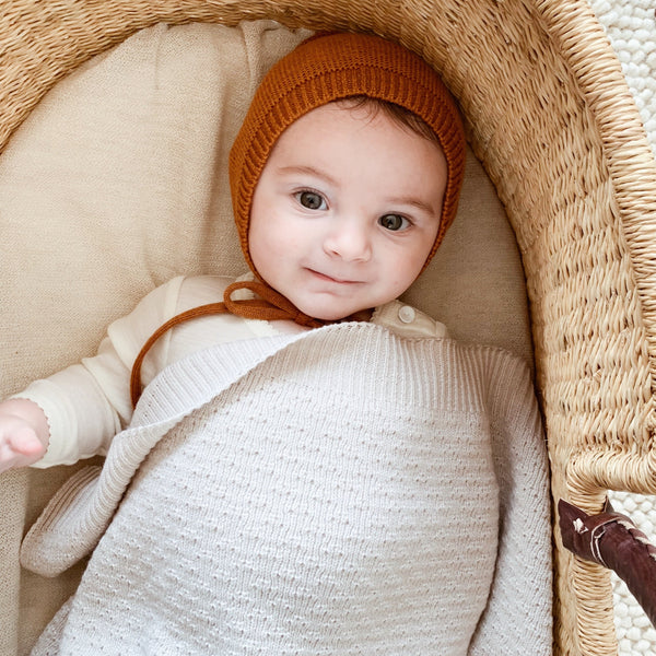Dora Merino Wool Winter Knit Baby Blanket (Off White)