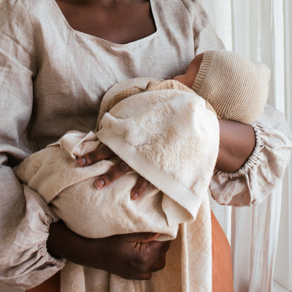 Edith Merino Wool Baby Blanket (Off White/Oat)