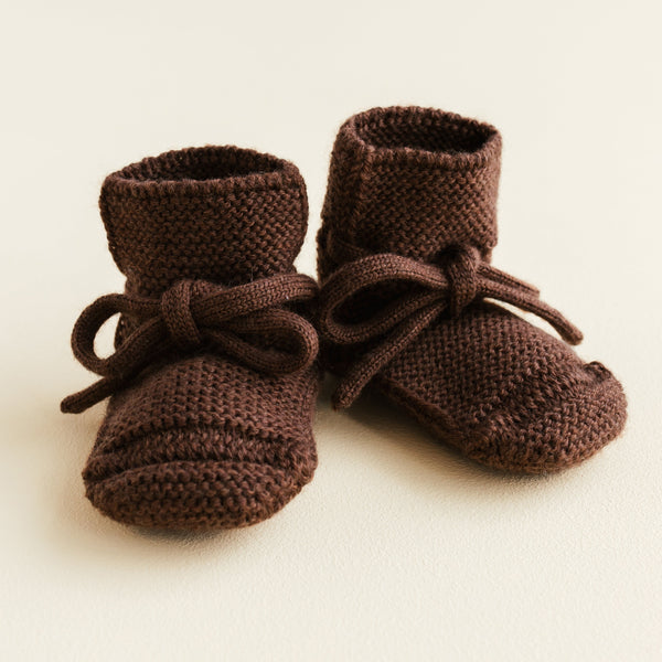 Merino Wool Baby Booties (Dark Brown)
