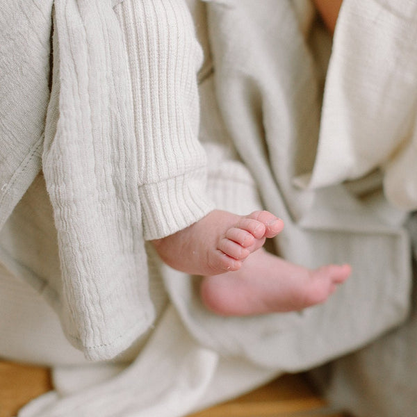 Organic Cotton Ribbed Baby Leggings (Oat)