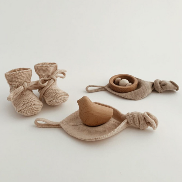 Merino Wool Baby Booties (Sand)