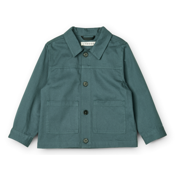 Kefal Cotton Twill Overshirt (Whale Blue)