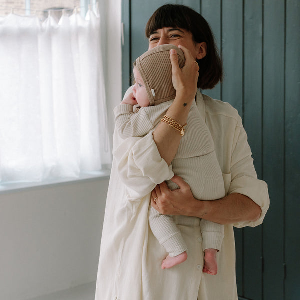 Organic Cotton Ribbed Baby Leggings (Oat)