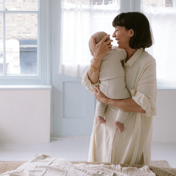 Organic Cotton Ribbed Baby Leggings (Oat)