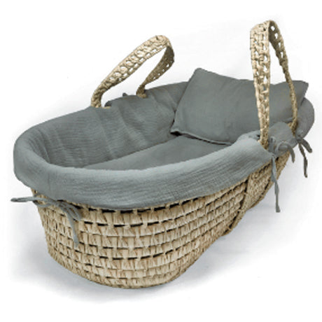 Organic Cotton Moses Basket Liner & Linen 4 Piece Set (Grey)