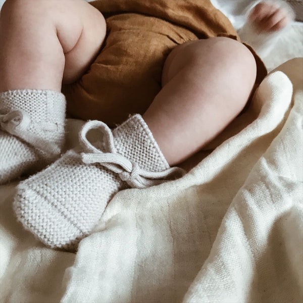 Merino Wool Baby Booties (Off White)