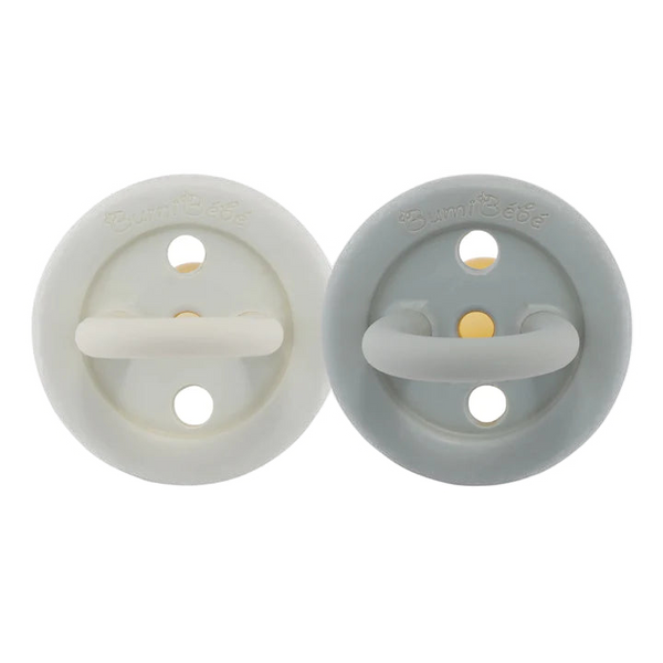 Natural Rubber Round Pacifier Dummy Set of 2 (Dove Grey/Sage)