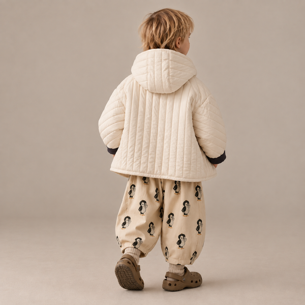Willba Cocoon Reversible Quilted Hooded Coat (Oat/Black)