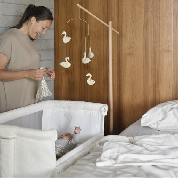 Co-Sleeper Side by Side Baby Crib (Boucle Cream)