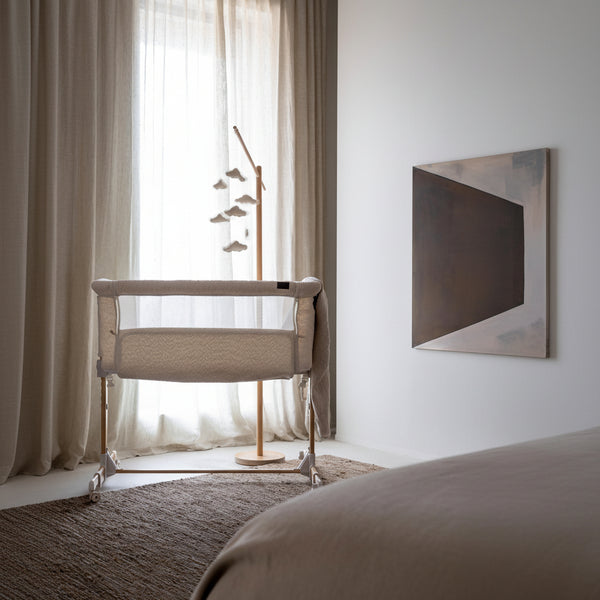 Co-Sleeper Side by Side Baby Crib (Boucle Cream)
