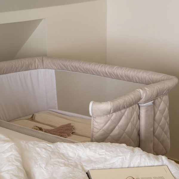 Co-Sleeper Side by Side Baby Crib (Quilted Clay)