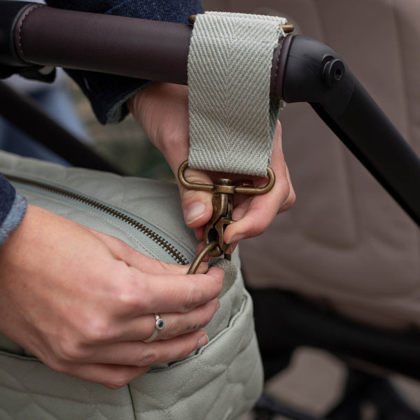 Quilted Cotton Pram Organiser Cross-Body Bag (Sage)