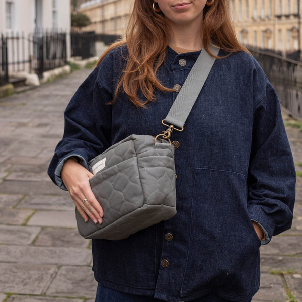 Quilted Cotton Pram Organiser Cross-Body Bag (Flint)