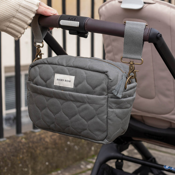 Quilted Cotton Pram Organiser Cross-Body Bag (Flint)